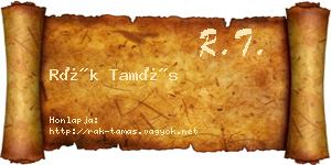 Rák Tamás névjegykártya